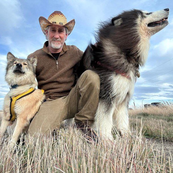 Craig with his dogs: Jackie and Bandit